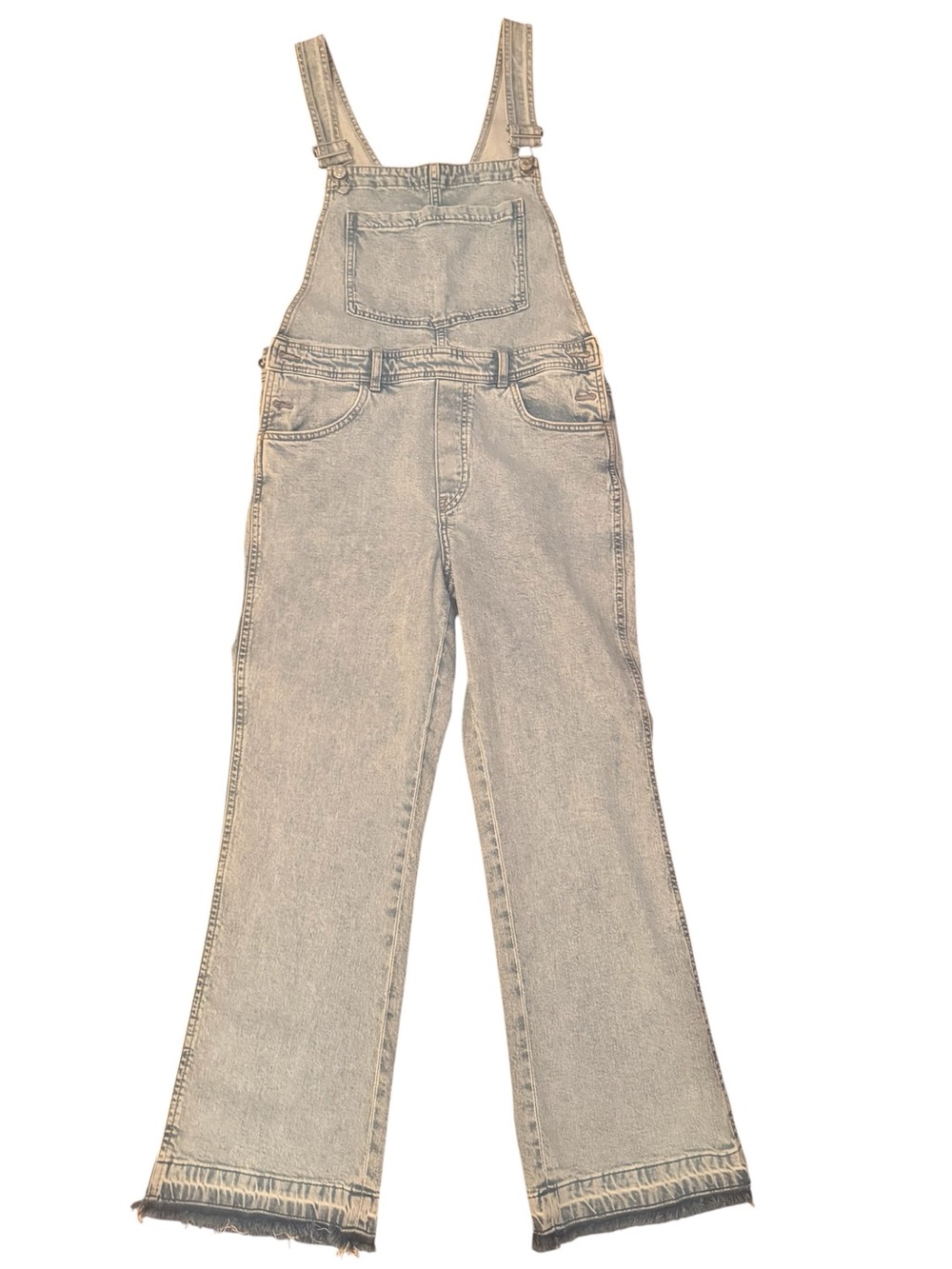 &DENIM H&M Light Wash Denim Overalls With Raw Hem Size M